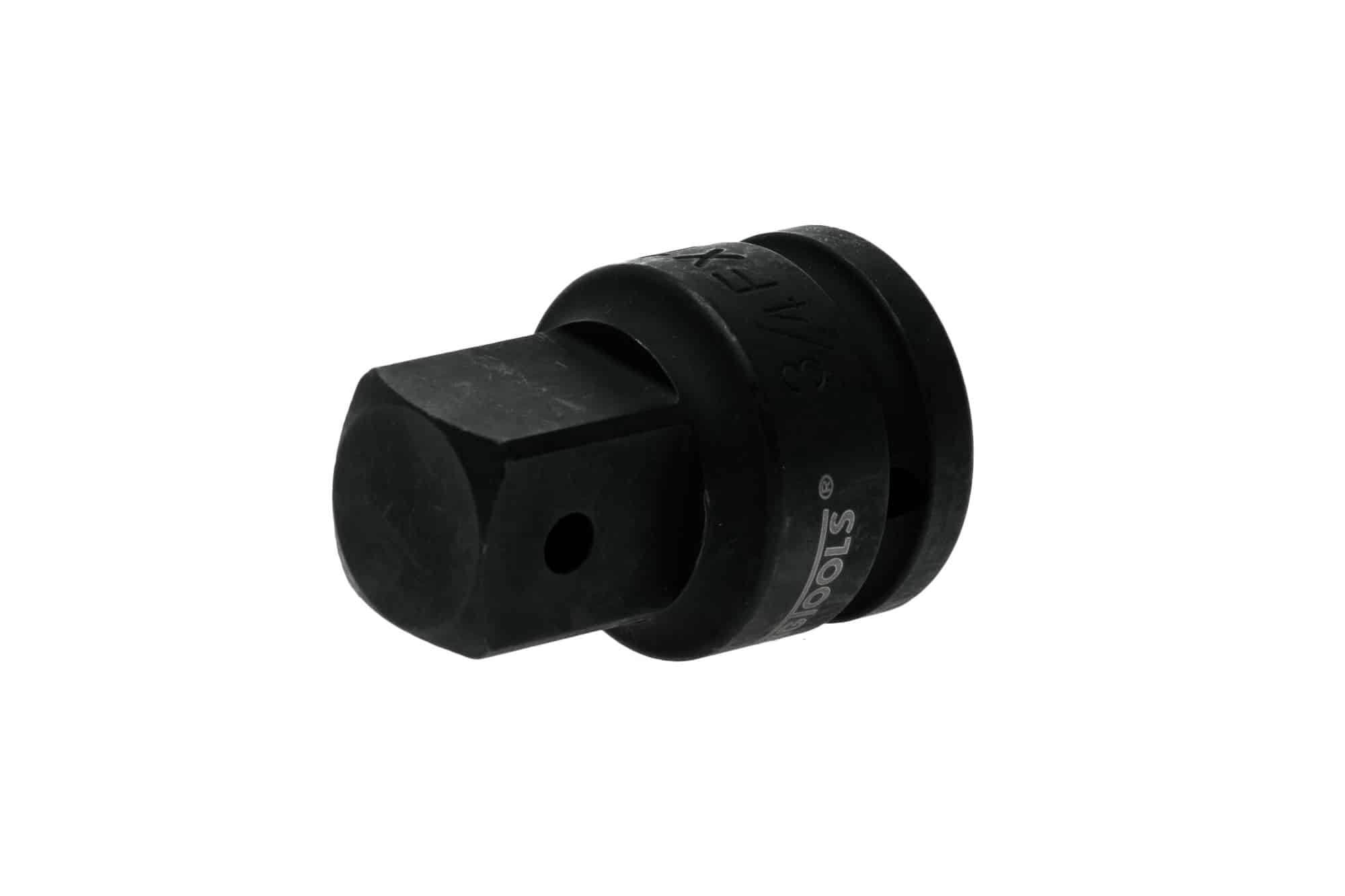 Durable socket adapter designed for power tools, featuring a robust construction and a square drive for secure fitting.