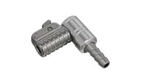 Metal air hose connector with a quick-release mechanism for efficient attachment and detachment of air hoses.
