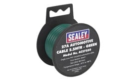 Sealey 27A automotive cable in green, 2.5 metres long, single core PVC insulated, suitable for various automotive applications.