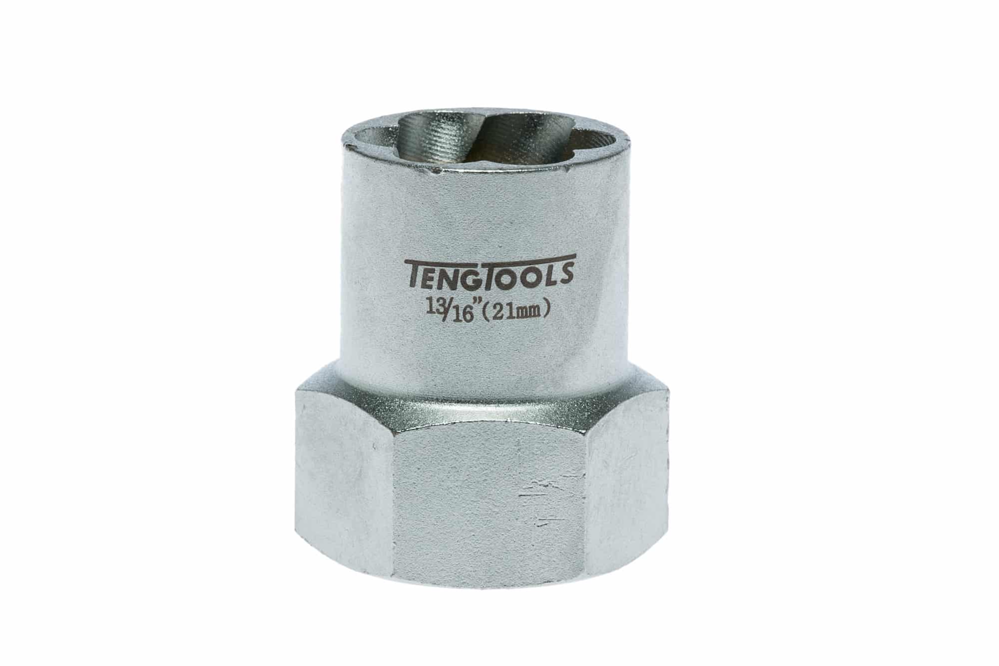 Teng Tools 13/16 inch socket, chrome vanadium steel, 21mm drive size, ideal for automotive and mechanical applications.