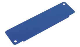 Blue plastic tool with two holes, suitable for various applications in DIY projects and home improvement tasks.