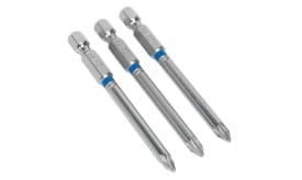Set of three high-quality screwdriver bits with hex shank, designed for precision and durability in various applications.