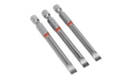 Set of three high-quality screwdriver bits with hex shank, designed for precision and durability in various applications.