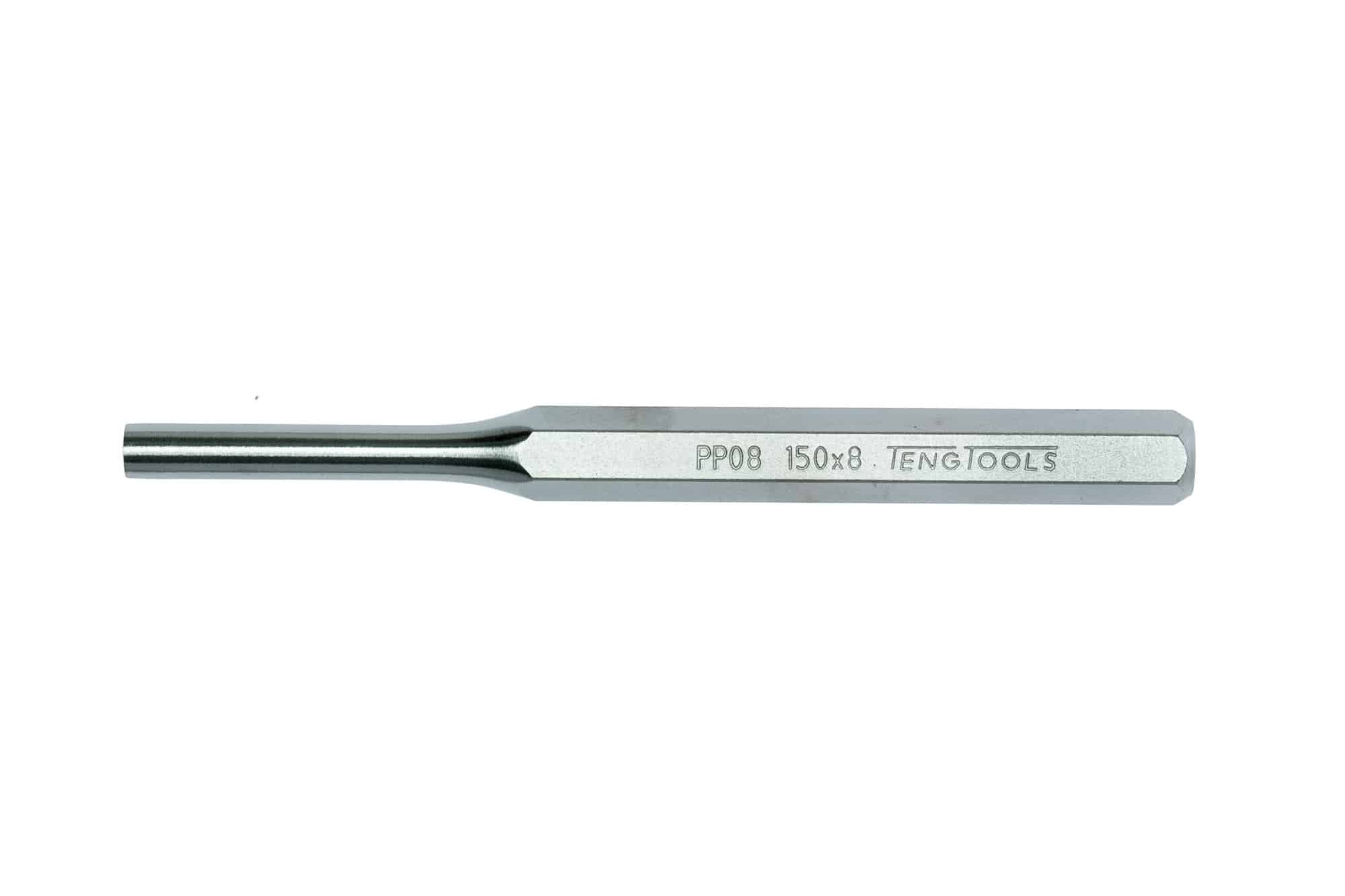 Teng Tools PP08 punch measuring 150mm by 8mm, designed for precision metalwork and engineering tasks.
