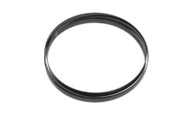 Black metal ring featuring a grooved edge, suitable for various applications in crafting and DIY projects.