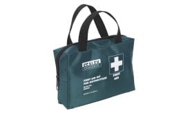 Sealey first aid kit designed specifically for motorcycles, featuring a compact and portable design for easy storage and access.