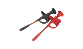 A dual colour plunger set featuring a black and a red plunger, designed for effective unclogging of drains and toilets.