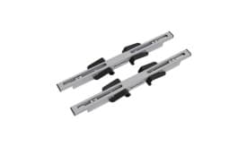 Adjustable sliding drawer rails set with metal and plastic components for smooth operation and easy installation.
