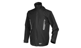 Sealey waterproof black jacket with zippered pockets, designed for outdoor activities and protection against rain.
