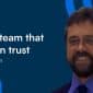 Image of Peter Merrigan with a quote about hiring a trustworthy team in a business context.